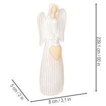 Prodotto Statuetta di angelo con decorazione a cuore, color bianco crema, 23 cm