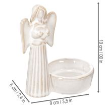 Prodotto Decorazione a forma di angelo in ciotola con piccola figura e portacandele rotondo da 10 cm, 3 pezzi