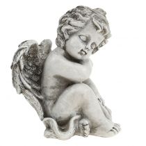 Figura commemorativa angelo addormentato grigio 16 cm 2 pezzi