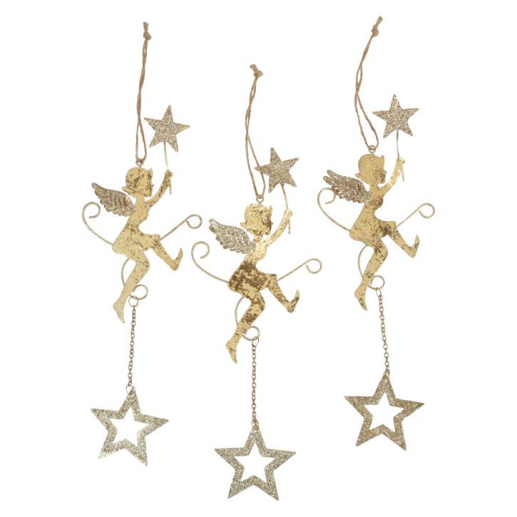Ciondolo angelo stella Decorazione natalizia da appendere H28cm 3pz