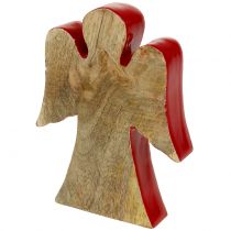 Prodotto Figura di angelo decorazione legno rosso, natura 15cm