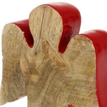 Prodotto Figura di angelo decorazione legno rosso, natura 15cm