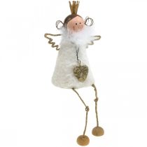 Prodotto Figura di angelo seduto Decorazione natalizia legno metallo bianco H12cm