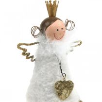 Prodotto Figura di angelo seduto Decorazione natalizia legno metallo bianco H12cm