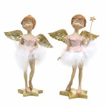 Prodotto Angelo ballerina decorativo rosa, dorato Ø11,5 H15cm 2 pezzi