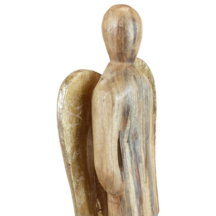 Angelo in legno figura in legno angelo decorazione oro naturale 17×9,5×58cm