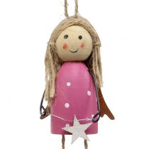 Prodotto Angeli in legno da appendere grigio, rosa 7,5 cm 6 pz
