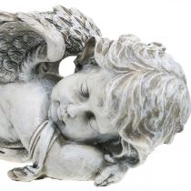 Decorazione tomba angelo dormiente Tomba angelo grigio polyresin 39×14x13cm