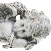 Decorazione tomba angelo addormentato tomba angelo grigio polyresin 39×14x13cm