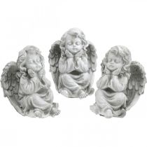Angelo figura piccola tomba decorazione figura giardino grigio H9cm 3pz