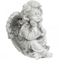 Angelo figura piccola tomba decorazione figura giardino grigio H9cm 3pz