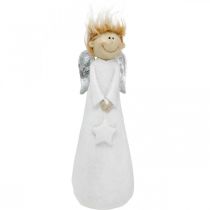 Figura decorativa di angelo Natale con stella bianca 10 × 8 × 28,5 cm