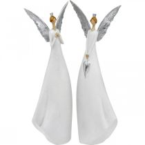 Prodotto Figura decorativa di angelo bianco con cuore Decorazione natalizia H31.5cm set di 2