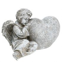 Angelo con cuore grigio 11,5 cm × 9 cm × 6,5 cm 2 pezzi