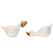Prodotto Statuetta decorativa in ceramica a forma di anatra, perfetta per attirare l'attenzione in soggiorno, 13 cm, 2 pezzi