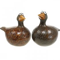 Deco anatra figura in ceramica decorazione primaverile 12,5 cm marrone 2pz