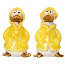 Prodotto Figurine di anatre con impermeabile Statuette in ceramica per divertenti decorazioni da balcone e da giardino 11 cm 4 pezzi