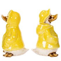 Prodotto Figurine di anatre con impermeabile Statuette in ceramica per divertenti decorazioni da balcone e da giardino 11 cm 4 pezzi