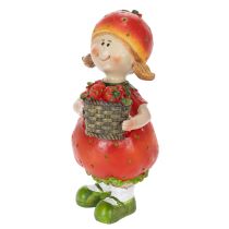 Prodotto Statuetta decorativa "Ragazza Fragola" per decorazioni estive, graziosa statuetta per soggiorno e balcone, 18 cm