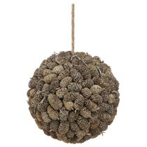 Prodotto Palla decorativa di pigne di ontano da appendere, sbiancata, 20 cm