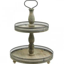Prodotto Alzata per torte Deco Alzata per torte con piante in legno Vintage H47cm Ø34cm