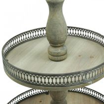 Prodotto Alzata per torte Deco Alzata per torte con piante in legno Vintage H47cm Ø34cm