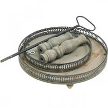 Prodotto Alzata per torte Deco Alzata per torte con piante in legno Vintage H47cm Ø34cm