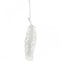 Prodotto Piume da appendere, decorazione albero di Natale, piume decorative con glitter, matrimonio bianco L19cm 12pz