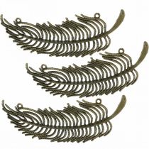Prodotto Piume decorative, pendenti per gioielli, piume di metallo, decorazione sparsa color bronzo L8cm 10 pz