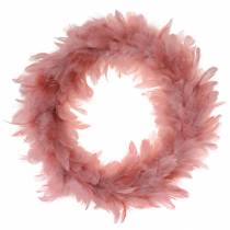 Corona di piume Deco grande decorazione pasquale rosa antico Ø24cm vera piuma
