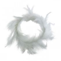 Corona di piume bianca Ø15cm decorazione primaverile con piume vere 4pz