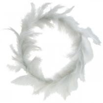 Corona Di Piume Bianco Ø25cm Decorazione Pasquale Piume Vere Corona Decorativa 2pz