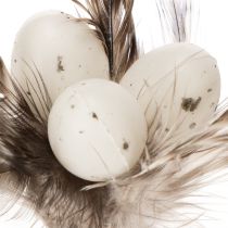 Prodotto Bastoncini decorativi con piume naturali e uova artificiali Decorazioni pasquali 37 cm 12 pezzi