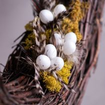 Prodotto Bastoncini decorativi con piume naturali e uova artificiali Decorazioni pasquali 37 cm 12 pezzi