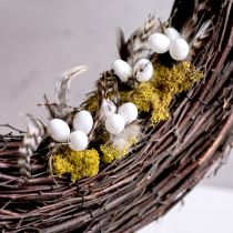 Prodotto Bastoncini decorativi con piume naturali e uova artificiali Decorazioni pasquali 37 cm 12 pezzi