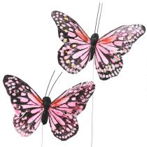 Farfalla sul filo Rosa 11 cm 12 pezzi