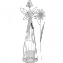 Decorazione primaverile, fata dei fiori come lanterna, decorazione da tavolo in metallo, elfo con fiore bianco H32,5cm
