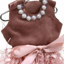Prodotto Abito da elfo decorativo natalizio su gruccia rosa, marrone/crema 16 cm 4 pezzi assortiti