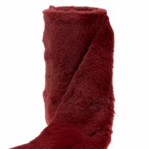 Nastro decorativo in pelliccia rosso scuro 15 cm x 200 cm