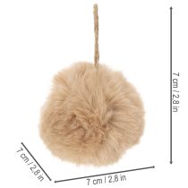 Prodotto Pompon decorativi da appendere, palla di pelo soffice, 7 cm, 6 pezzi