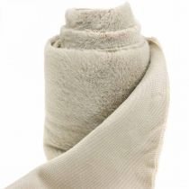 Prodotto Runner da tavolo ecopelliccia beige, fascia da tavolo in pelliccia decorativa 15×200cm