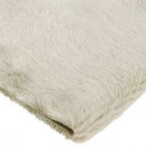 Prodotto Runner da tavolo ecopelliccia beige, fascia da tavolo in pelliccia decorativa 15×200cm