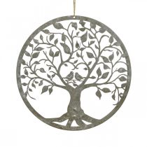 Decorazione per finestra primavera, decorazione sospesa albero in metallo grigio Ø25cm 2 pezzi