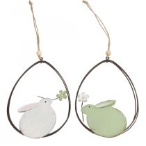Decorazione per finestra, coniglietto pasquale in metallo, decorazione sospesa Pasqua 15 cm 4 pezzi verde bianco