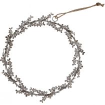 Prodotto Decorazione per finestra, ghirlanda per porta, ghirlanda di fiori shabby chic, metallo, bianco, Ø16,5cm