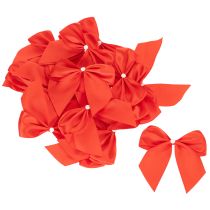 Prodotto Fiocco decorativo rosso, già annodato, ideale per lavori creativi e confezioni regalo, 11 cm, 25 pezzi