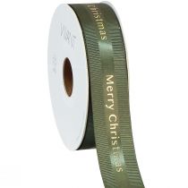 Prodotto Nastro natalizio festivo in verde scuro con scritta dorata &quot;Buon Natale&quot;, larghezza 25 mm, lunghezza 20 m