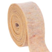 Prodotto Nastro in feltro bicolore in pura lana, arancione/multicolore, largo 7,5 cm, lungo 5 m.
