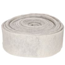 Prodotto Nastro in feltro bicolore, bianco/grigio, realizzato al 100% in lana, largo 7,5 cm e lungo 5 m.