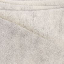 Prodotto Nastro in feltro bicolore, bianco/grigio, realizzato al 100% in lana, largo 7,5 cm e lungo 5 m.